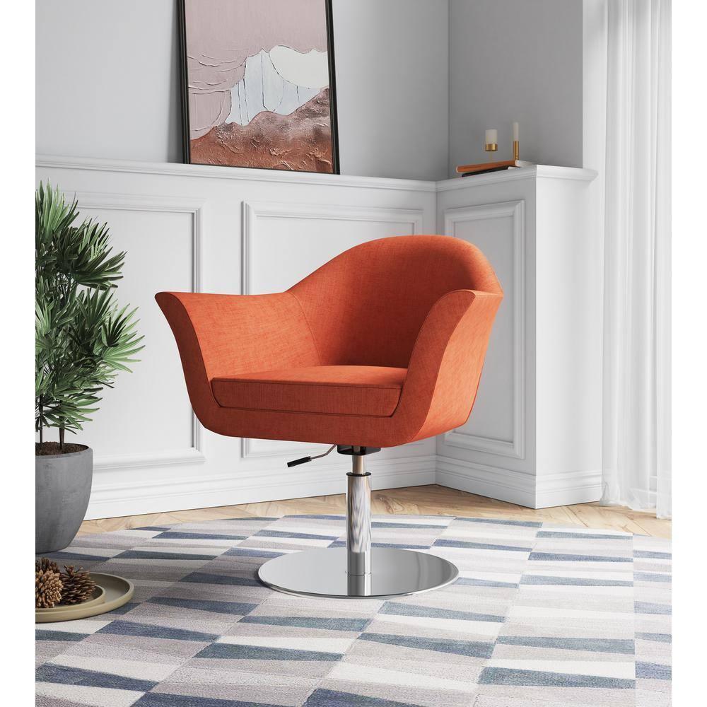 Voyager Swivel Adjustable Accent Chair, Orange