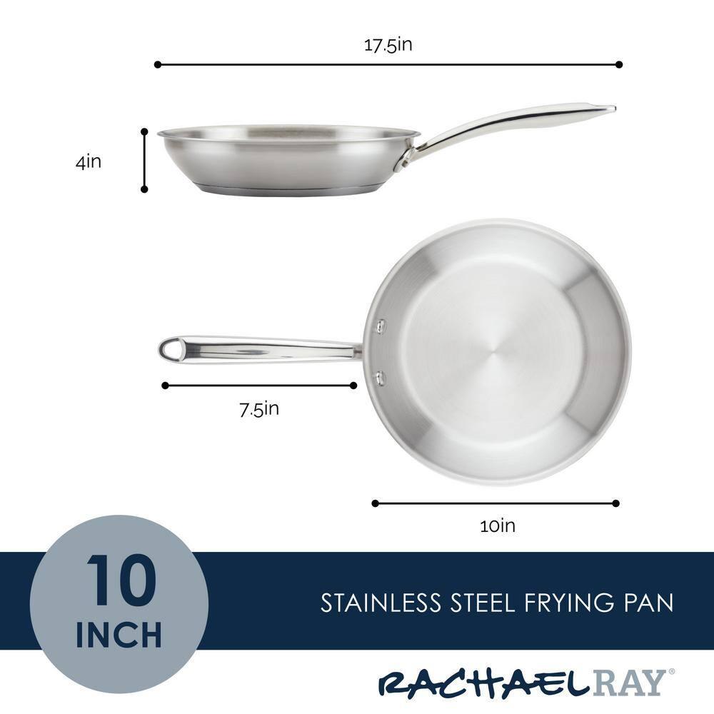 Rachael Ray Rachael Ray Professional Stainless Steel Induction Frying Pan / Skillet, 10 Inch, Silver