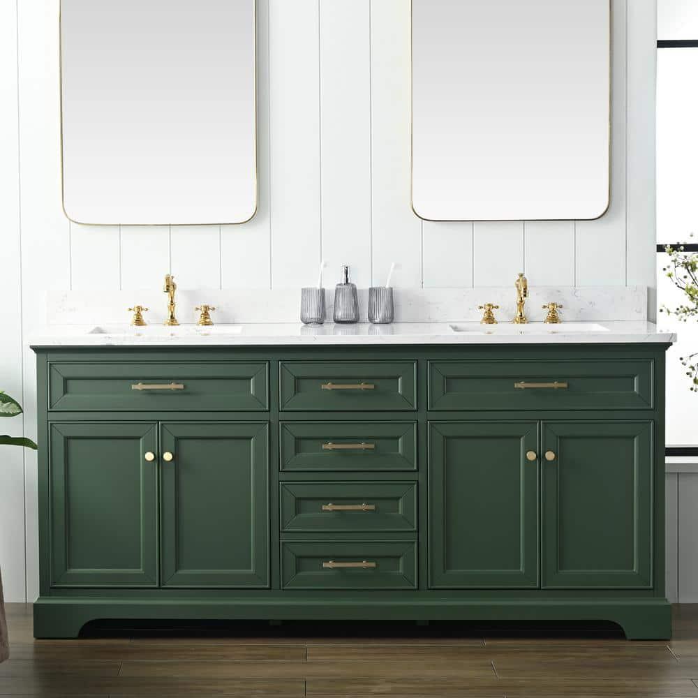 Zaviera 72'' Free-standing Double Bathroom Vanity with Engineered Stone Vanity Top