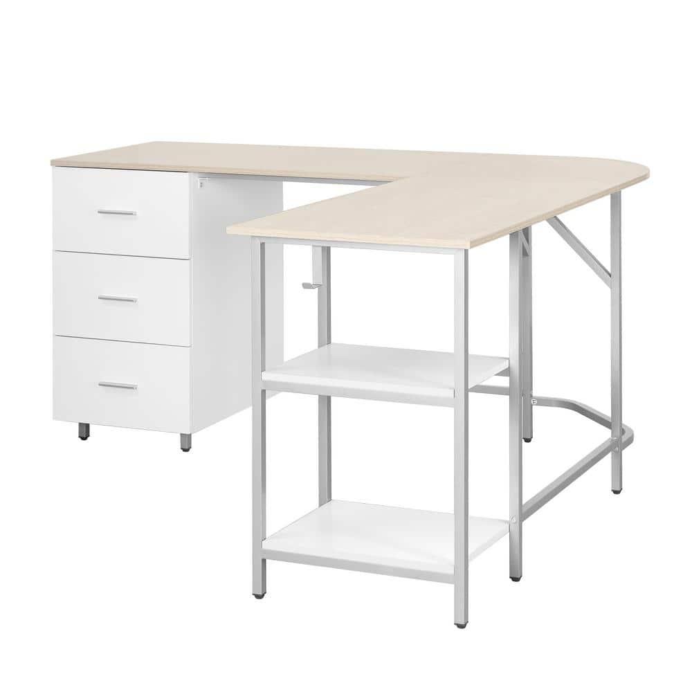 17 Stories Techni Mobili L-Shape Home Office Two-Tone Desk With Storage