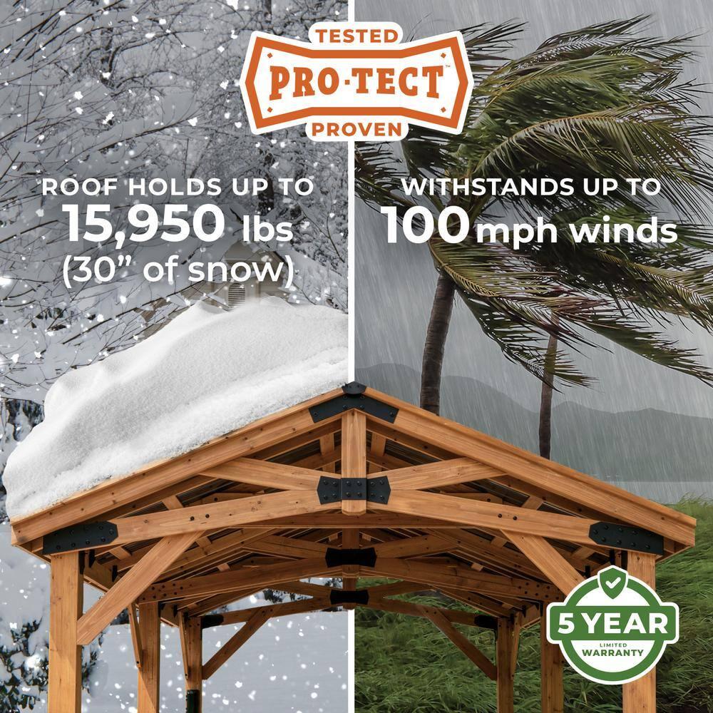 Backyard Discovery Norwood 24' x 12' Cedar Wood Gazebo, Galvanized Steel Roof, PowerPort