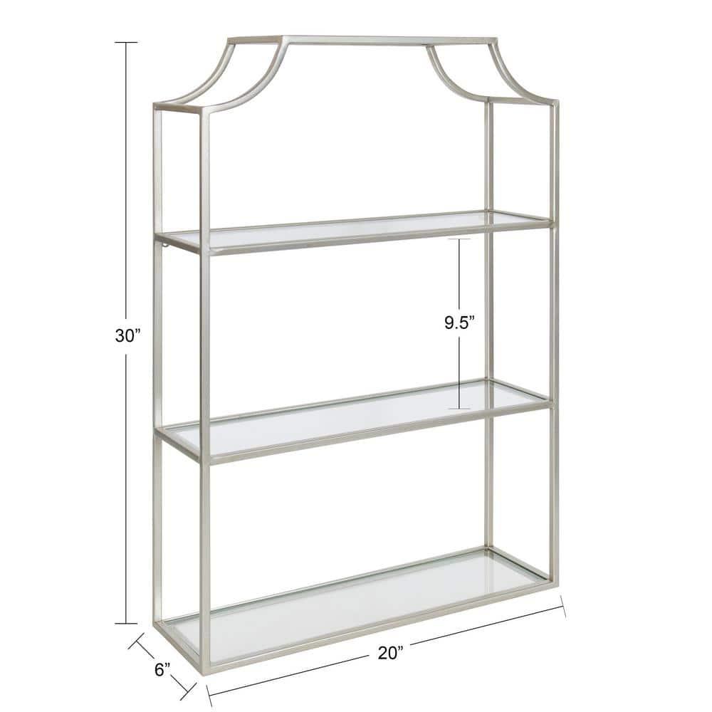 20" x 30" Ciel Tiered Wall Shelf Silver - Kate & Laurel All Things Decor: 4-Tier Glass, Metal Frame, No Assembly Required