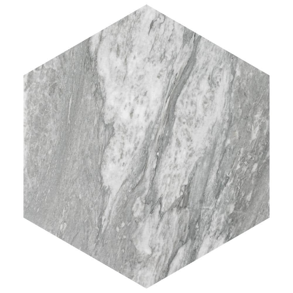 Marbilia Hex Bardiglio w/Biotech 11" x 13" Porcelain Marble Look Wall & Floor Tile