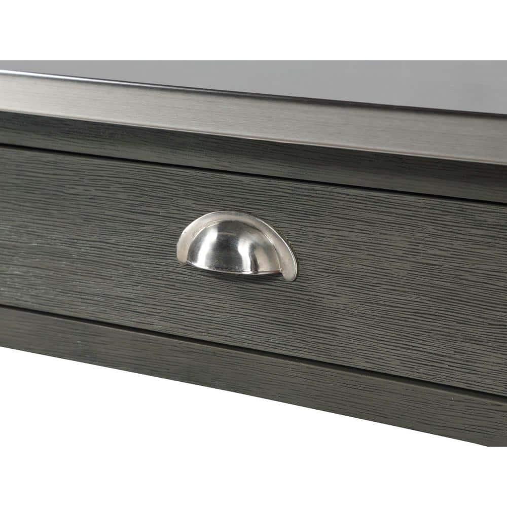 Convenience Concepts French Country 3 Tier Butcher Block Kitchen Cart with Drawers, Stainless Steel/Wirebrush Dark