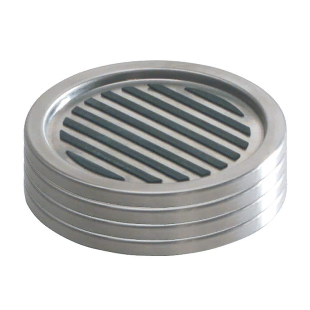 iDesign Forma Brushed Stainless Steel Drink Coasters for Home Counters, Kitchen, Dining Room, Living Room, Patio, Coffee Table, Set of 4, Black,20550