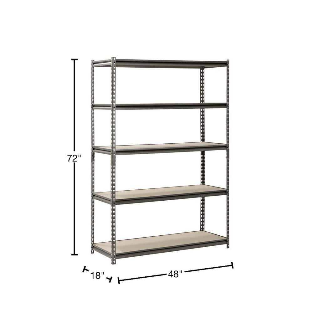 Muscle Rack 5- Shelf Metal Garage Storage Shelving Unit In Sliver Vein (48"W x 24"D x 72"H