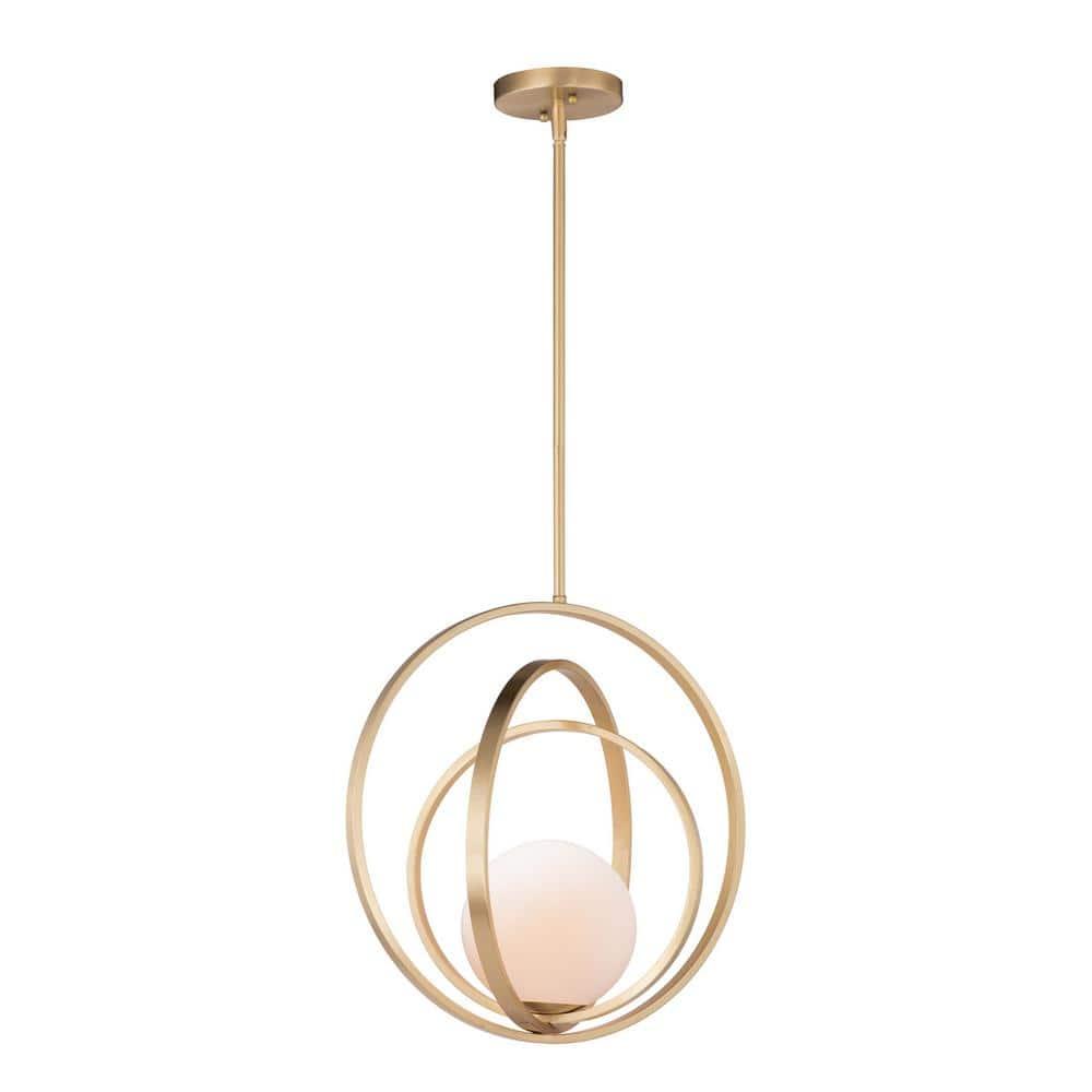 Maxim 26054SWSBR 18 in. Coronet One-Light Single Pendant Ceiling Light, Satin Brass