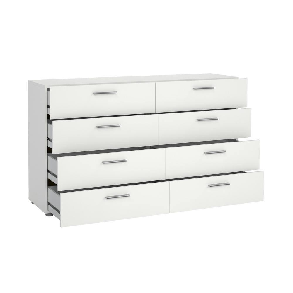 Tvilum Loft 8 Drawer Double Dresser for Adults, White