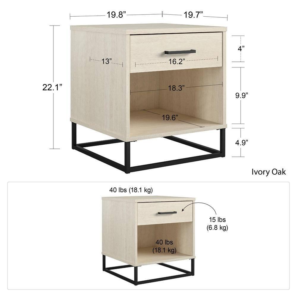 Kelly 1 - Drawer Faux Rattan Nightstand in Black/Brown