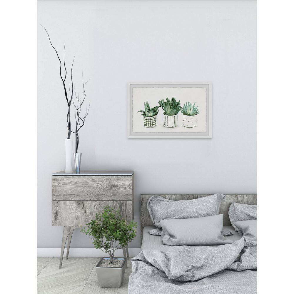 Parvez Taj Green Patterned Pots Framed Wall Art