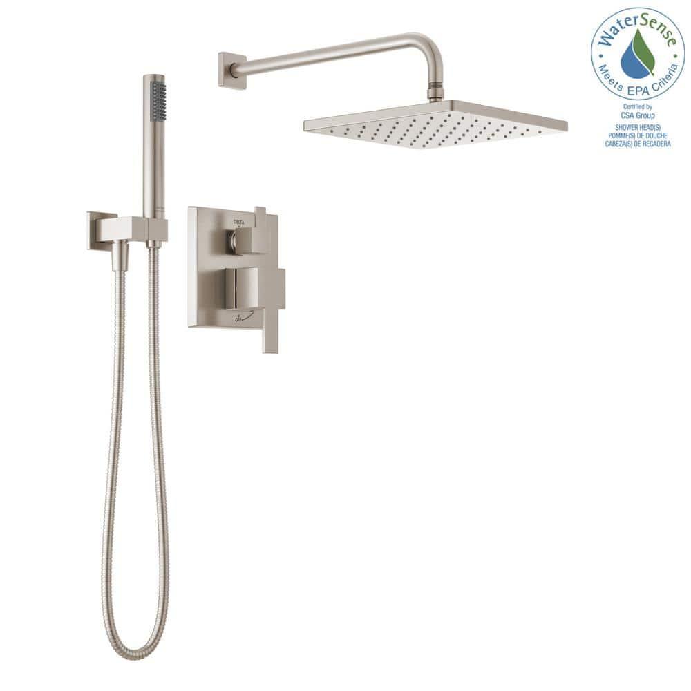 Modern Raincan Square Shower System, Rain Shower Head with Handheld Spray, Shower Faucet Set