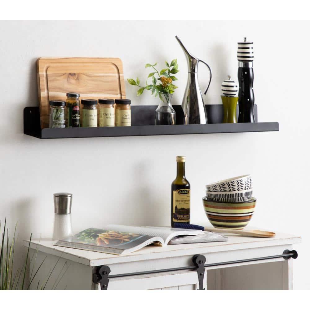 Kate & Laurel All Things Decor 36" Mezzo Modern Metal Ledge Shelf Black: Wall Mounted, No Assembly Required