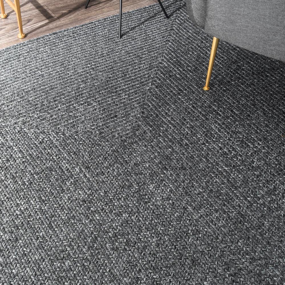 nuLOOM Wynn Braided Indoor/Outdoor Area Rug, Oval 4' x 6', Charcoal