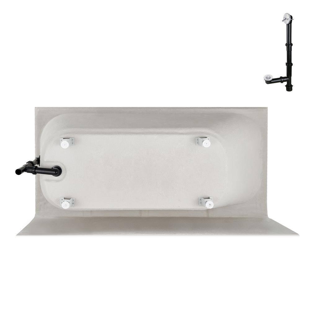 Streamline 60 in. x 30 in. Acrylic Right-Hand Drain Alcove Bathtub in Glossy White With External Drain