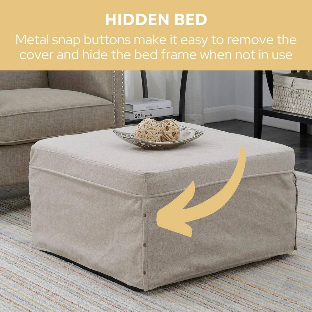 Convenience Concepts Designs4Comfort Folding Bed Ottoman, Soft Beige Fabric