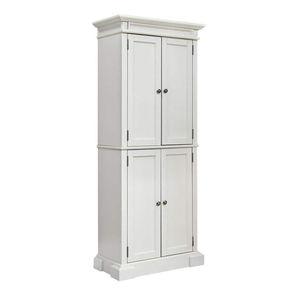 Home Styles Americana Kitchen Pantry Off-White: Traditional Hardwood Storage, 4 Adjustable Shelves