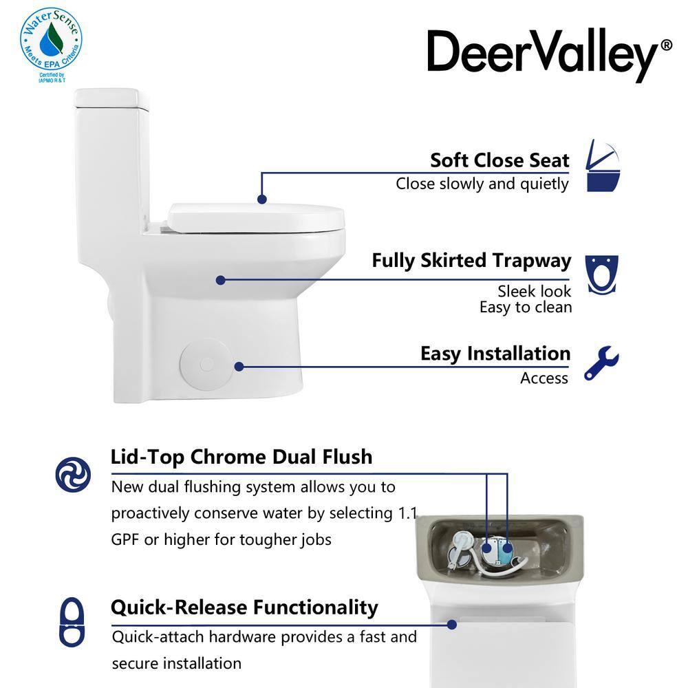 DeerValley Liberty Compact Toilets One-Piece Toilet With High-Efficiency Flush Round Toilet for Space-Saving Floor Mounted (Seat Included)
