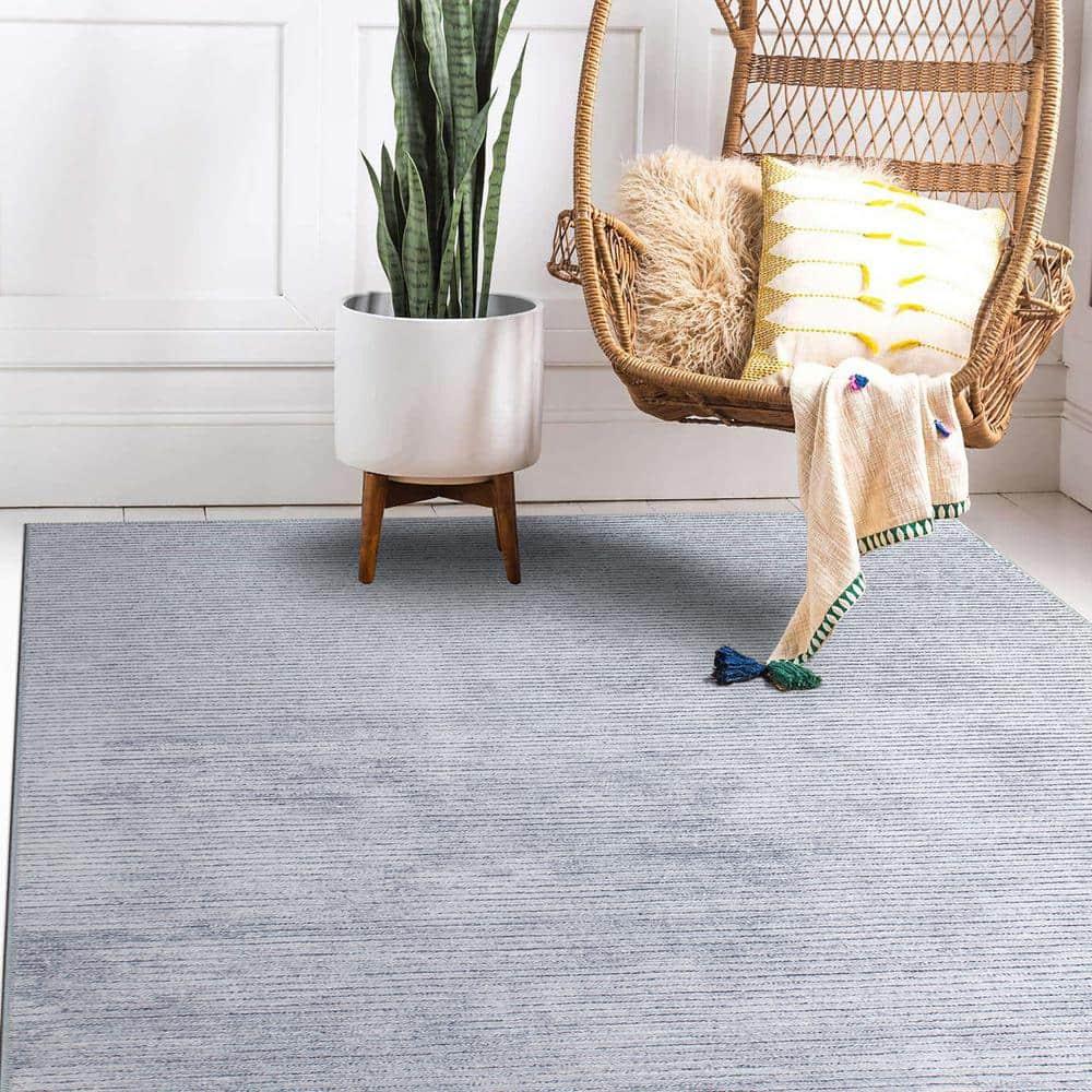 World Rug Gallery Contemporary Distressed Stripe Machine Washable 3'3"x5' Gray Area Rug