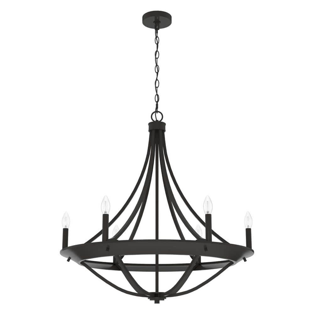 Hunter - Perch Point 6-light Noble Bronze, Large Chandelier, Dimmable, Casual Style, Empire Shaped, for Bedrooms, Kitchens, Dining, Living Rooms - 19414