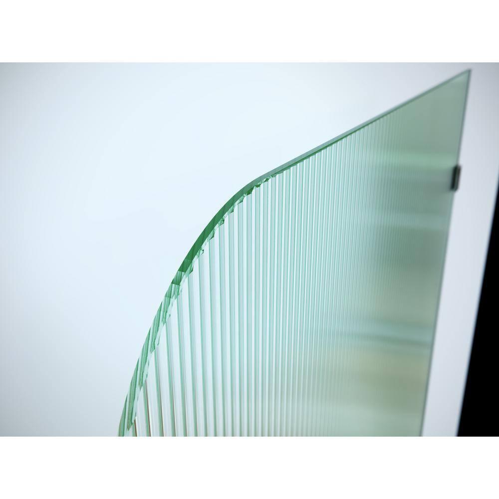 Glass Warehouse  32" x 78" Frameless Shower Door - Single Fixed Panel Fluted Frosted Radius Brushed Nickel 32 Inch - Right Nickel Finish