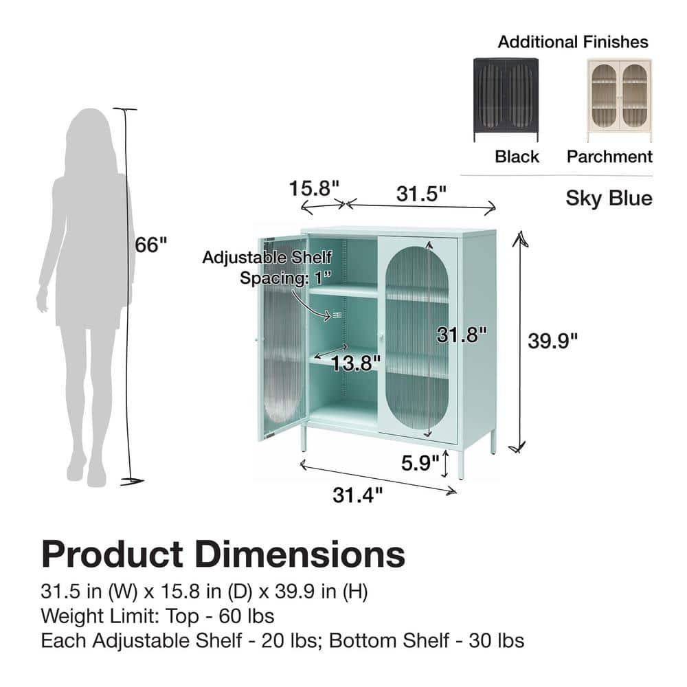 Luna 39.96'' Tall Accent Cabinet with Fluted Glass