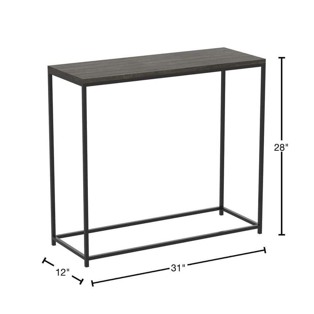 31 in. Dark Grey Rectangle Wood Console Table