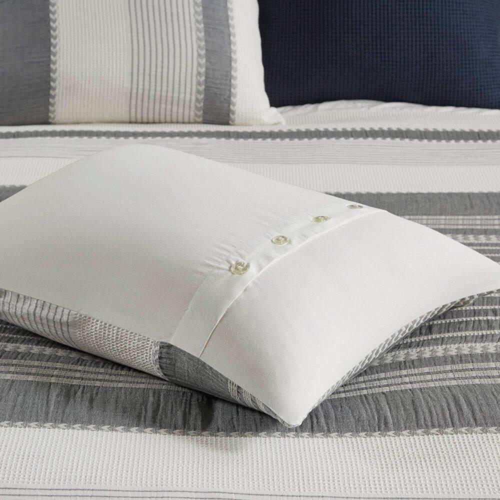 Murphy Oversized Cotton Jacquard Comforter Set With Euro Shams And Throw Pillows