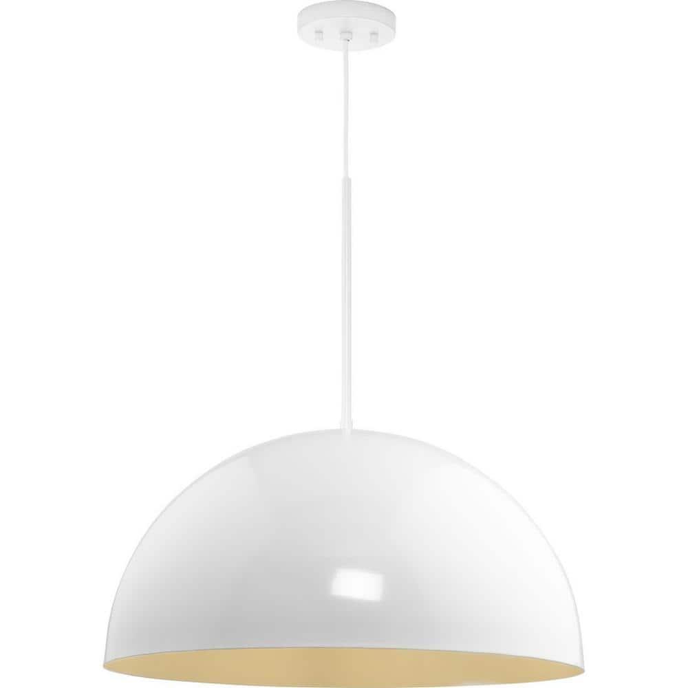 Progress Lighting, Perimeter, 1-Light Pendant, Brushed Nickel, White Interior Shade