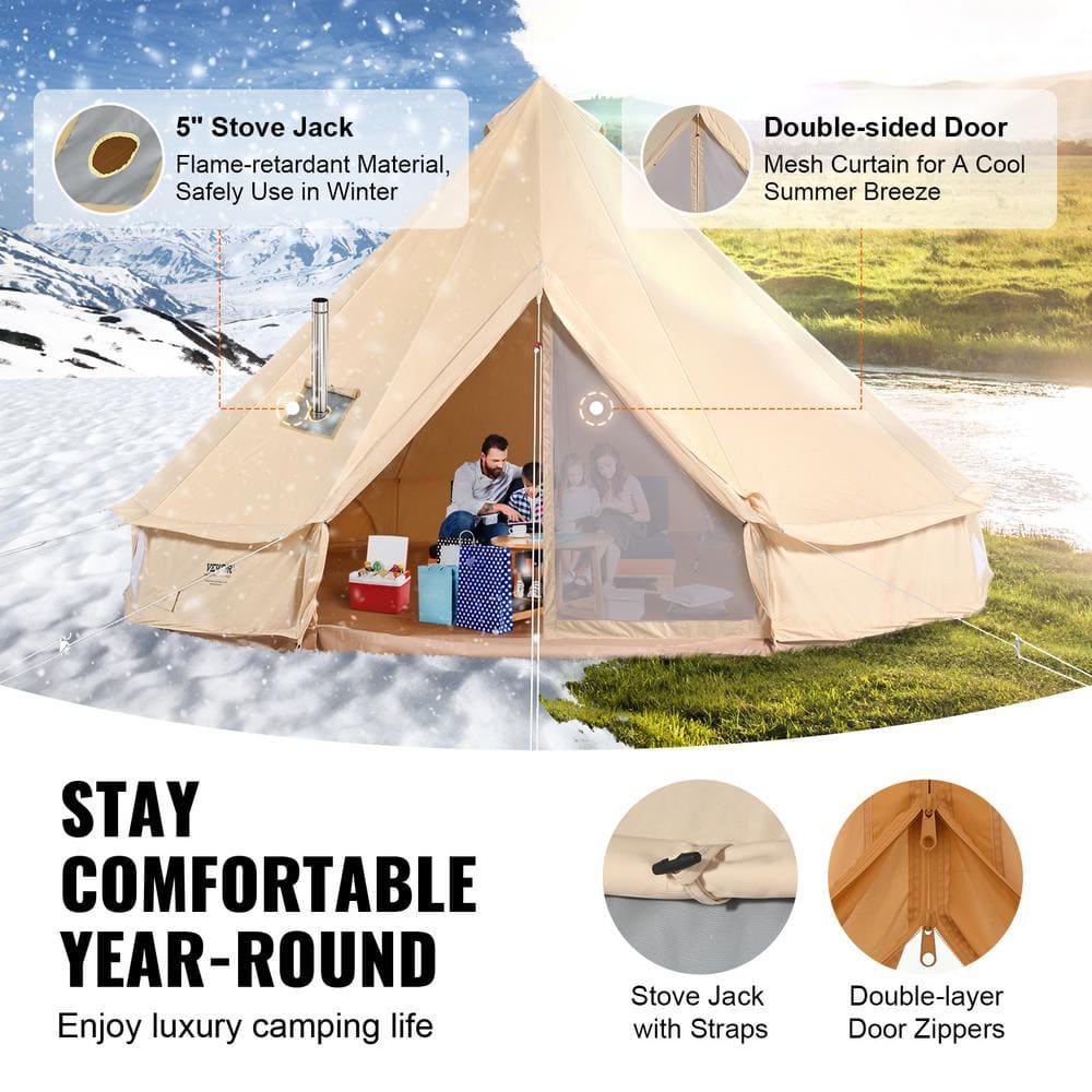VEVOR VEVOR Canvas Bell Tent 4-Season Camping Yurt Tent with Stove Jack