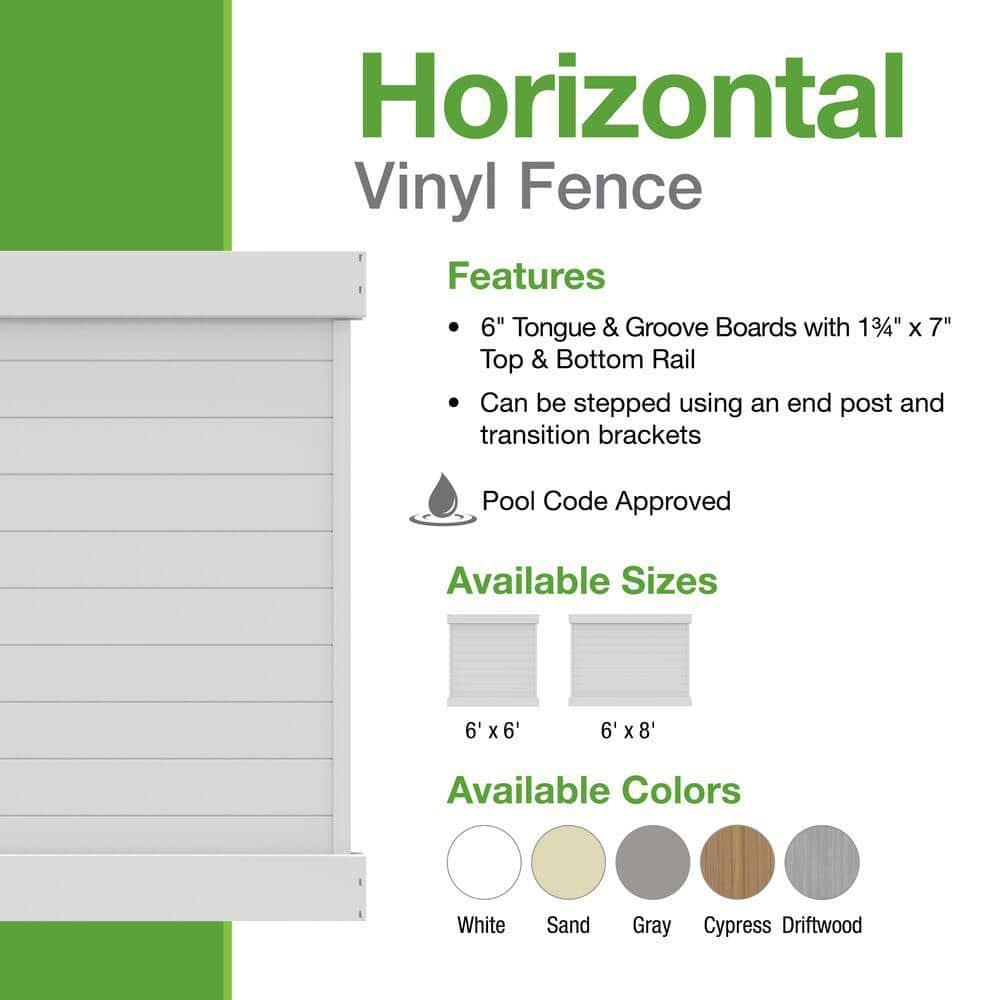 Barrette Outdoor Living Horizontal Fence Gray Vinyl Privacy Panel Kit