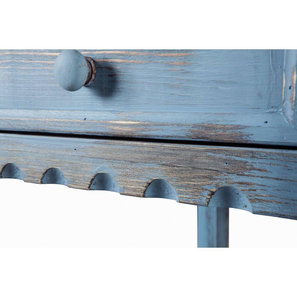 Alaterre Furniture Country Cottage Media/Console Table, Solid Pine Wood Perfect for Living Room, Entryway, Hallway, Blue Antique Finish