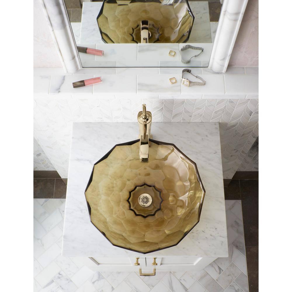 Kohler Briolette, Artist Editions Oval Faceted Glass Bathroom Vessel Sink