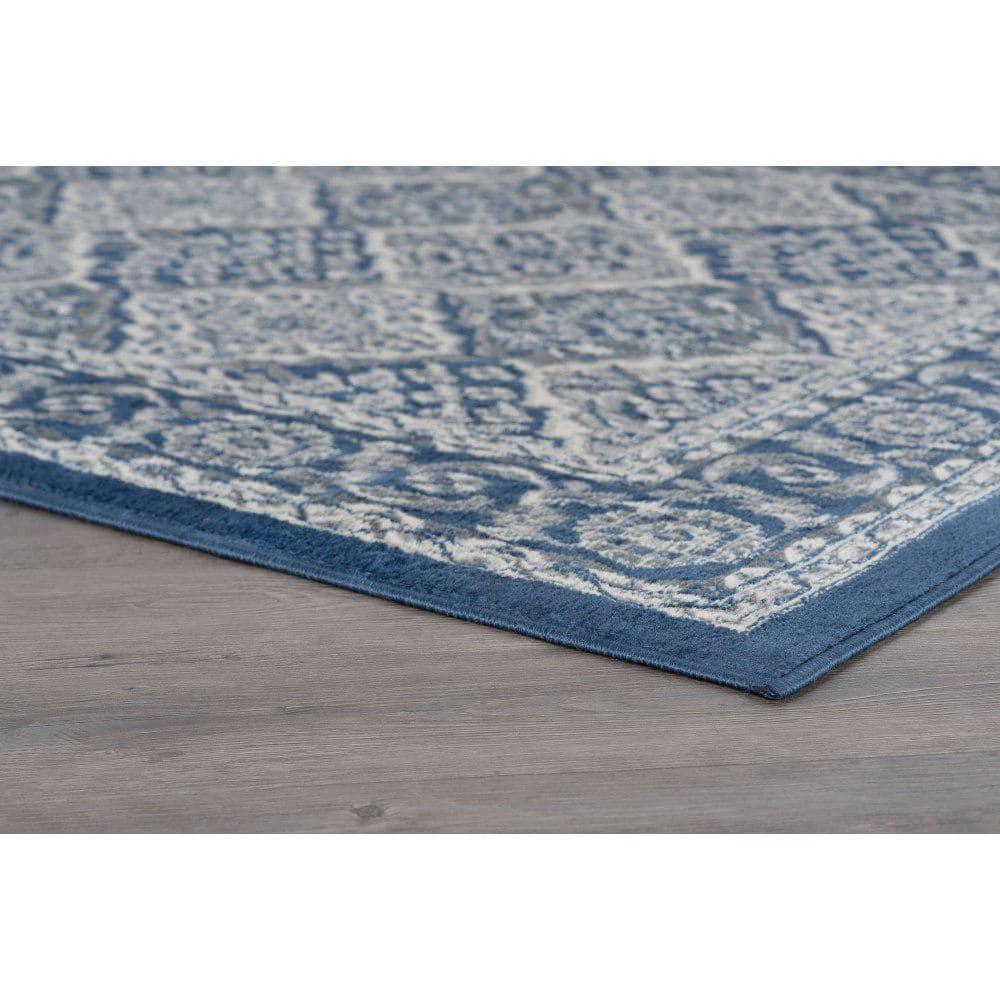 Tayse Hampton Area Rug HMP4207 Traditional Navy Geometric Blocked 3' 11'' x 5'3'' Rectangle