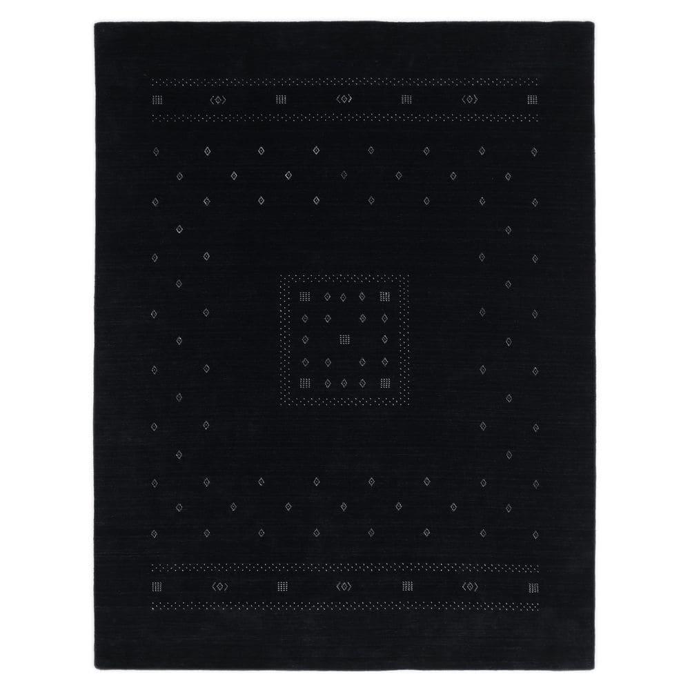Veruca Hand-Knotted Black Wool Geometric 10' x 14' Area Rug