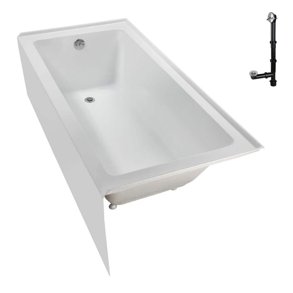 Streamline Bath Streamline 60 in. x 30 in. Acrylic Left-Hand Drain Alcove Bathtub in Glossy White With External Drain NAL-5320-CH