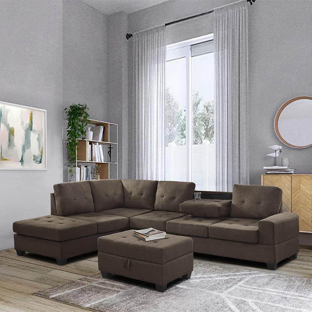 Lexicon Maston Microfiber Ottoman with Storage in Chocolate