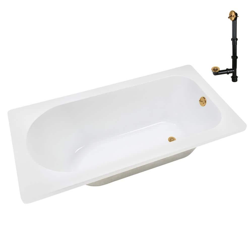 72" x 36" Acrylic Soaking Drop-In Bathtub, Drain Included