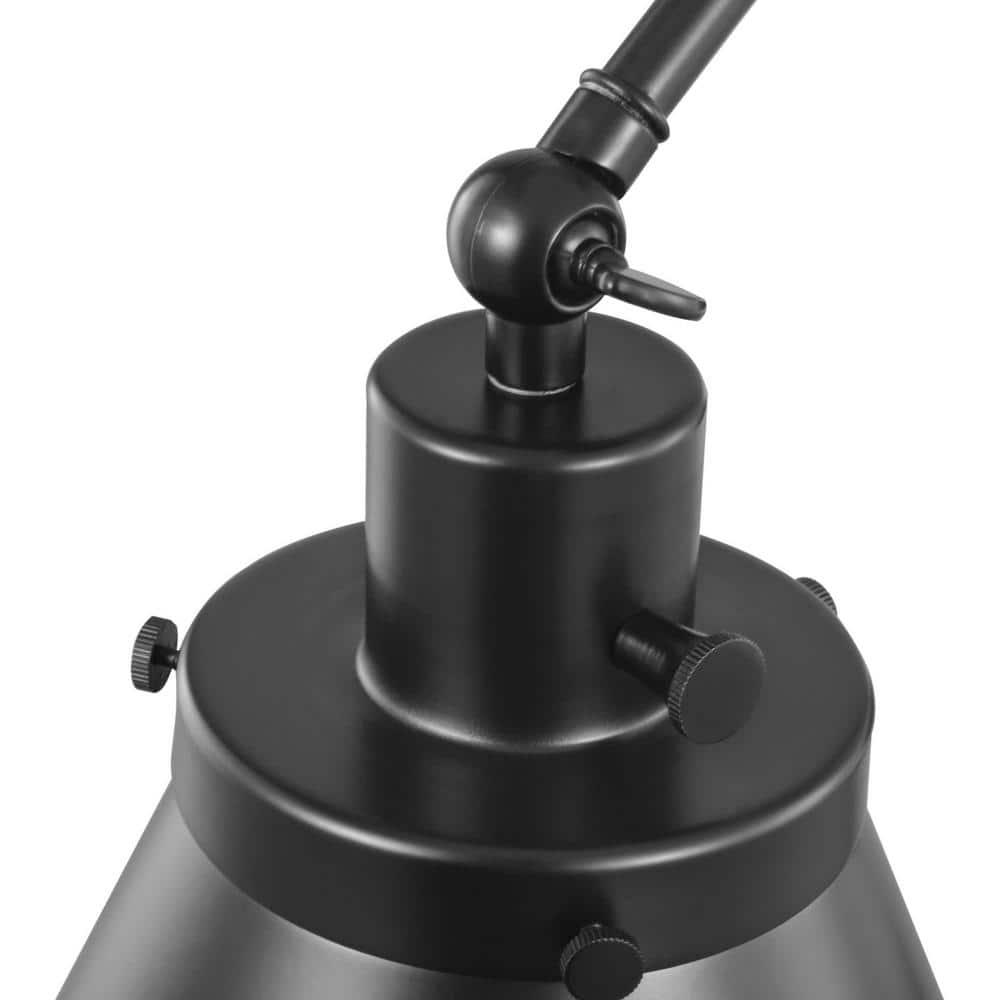 Progress Lighting Hinton 1-Light Swing Arm Wall Bracket, Black Steel, Metal Shade