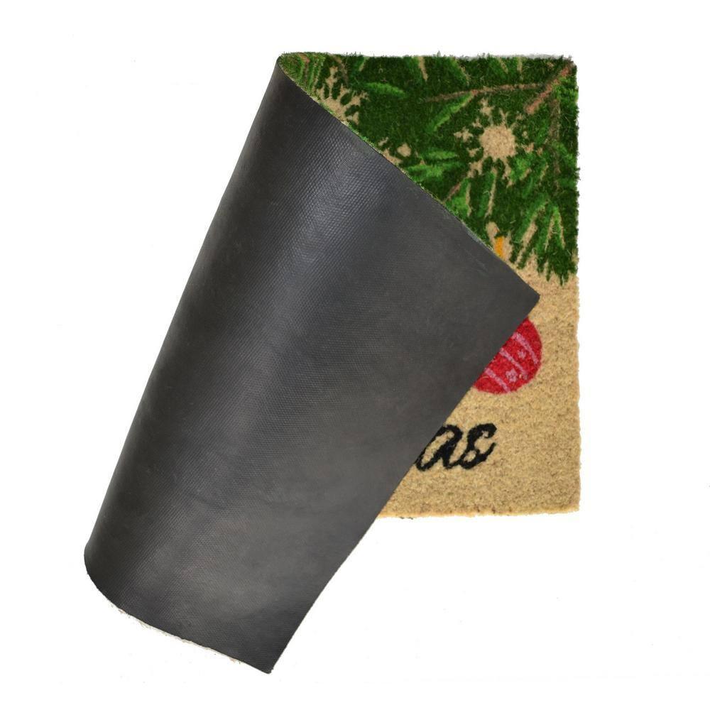 PVC Backed Merry Christmas, 30"x18"x0.5", Natural Coconut Husk Coir Door Mat