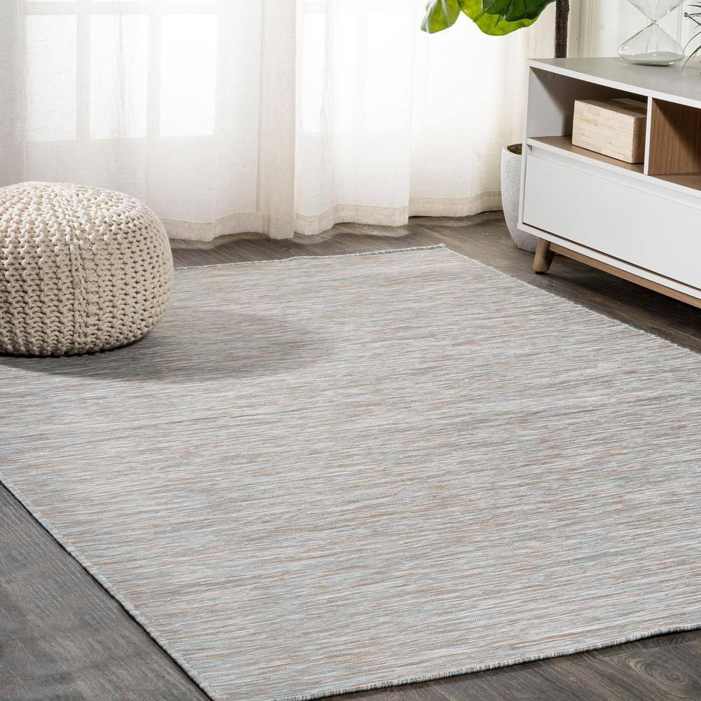 4'x6' Ethan Modern Flatweave Solid  Area Rug, Gray - JONATHAN Y