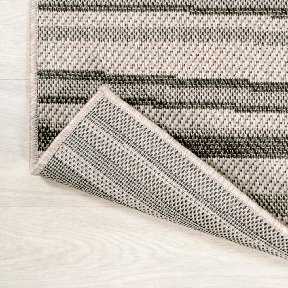 2' x 8' Castara Wavy Stripe Modern Indoor/Outdoor Runner Rug, Cream/Dark Gray - JONATHAN Y