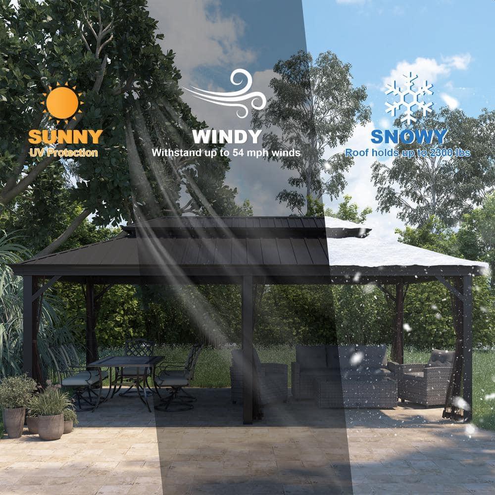 Boyel Living 12x20FT Hardtop Gazebo with Aluminum Double Roof Outdoor Pergola for Patio Lawn and Garden