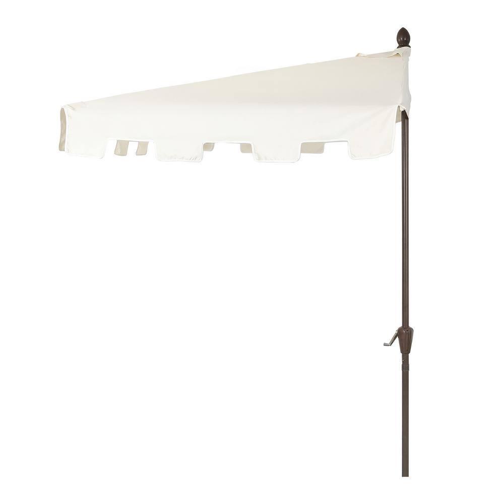 JONATHAN Y Sidney 9 ft. Classic MidCentury Rectangular Half Market Patio Umbrella with Crank, Wind Vent and UV Protection in Cream/White