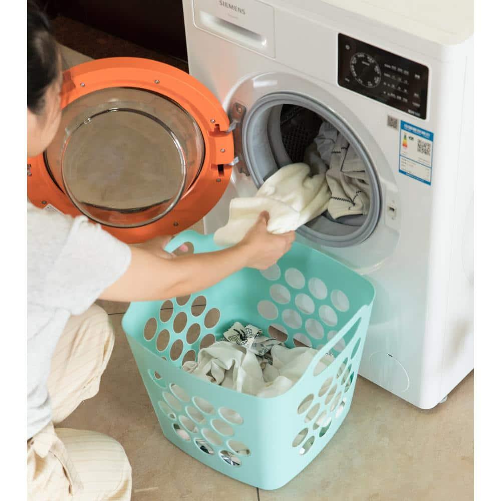 Rebrilliant Flexible Plastic Carry Laundry Basket Holder Square Storage Hamper with Side Handles