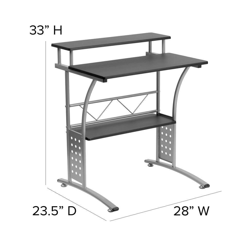 Flash Furniture Clifton Modern Office Computer Desk with Top/Bottom Storage Shelves, 28"W, Black
