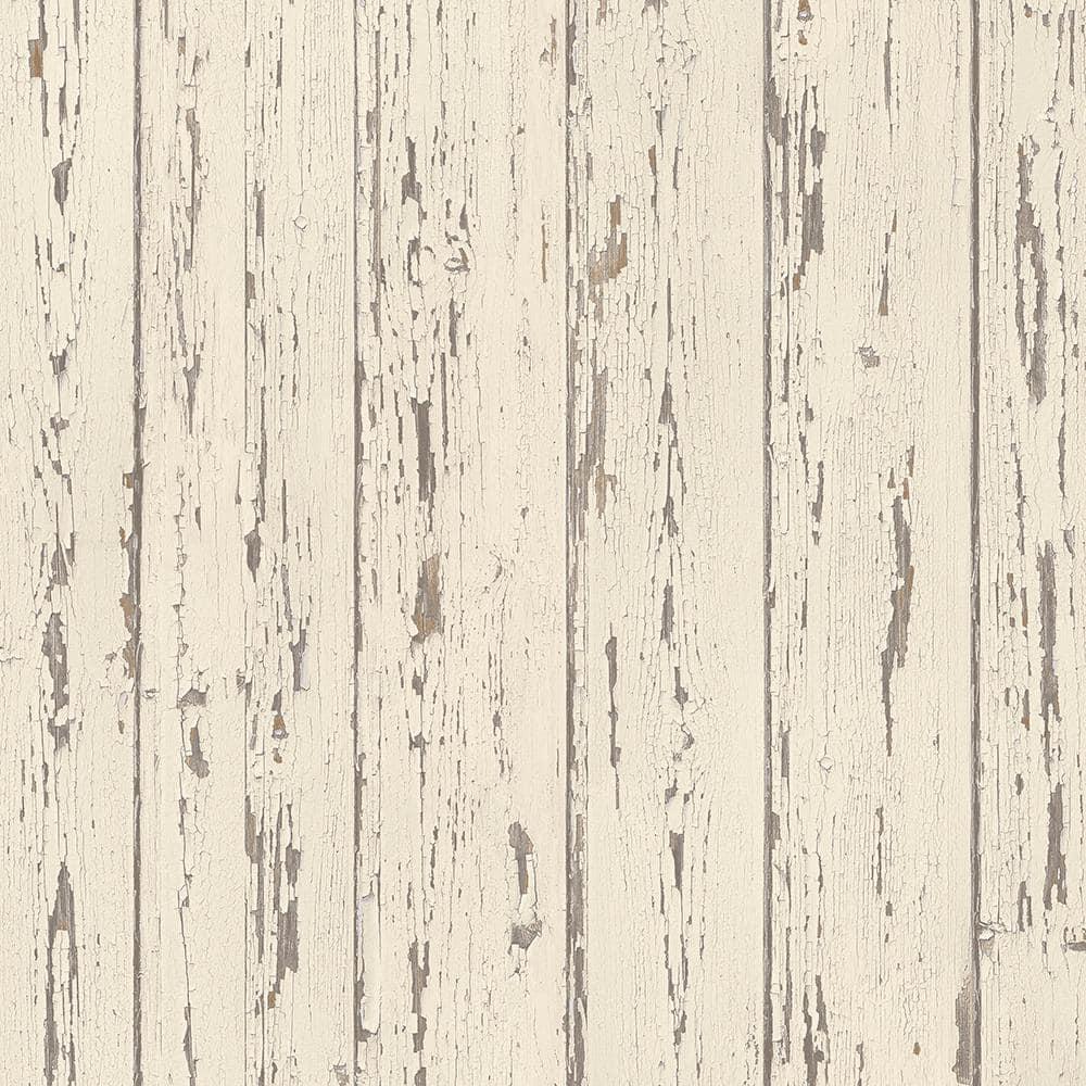 Cream and Brown Weathered Wood Shiplap Vinyl Wallpaper Roll