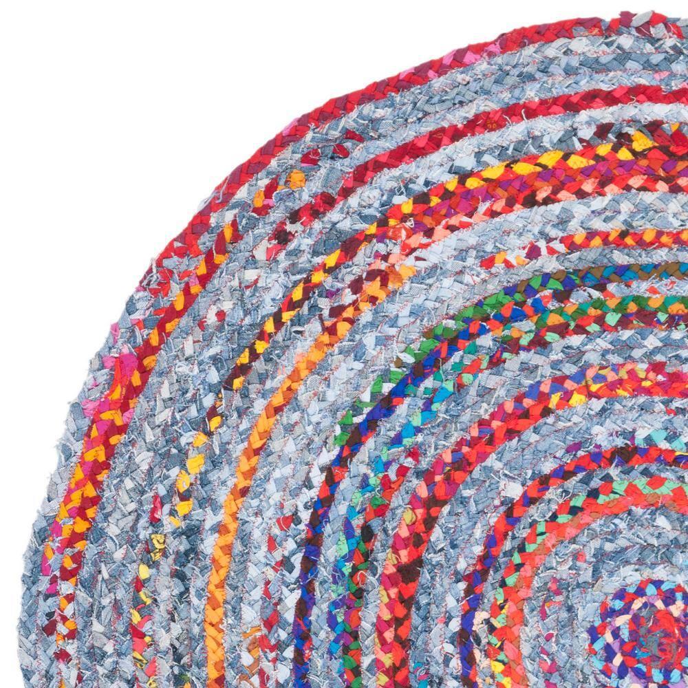 Braided BRD250 Hand Woven Area Rug - Blue/Red - 5' round - Safavieh.