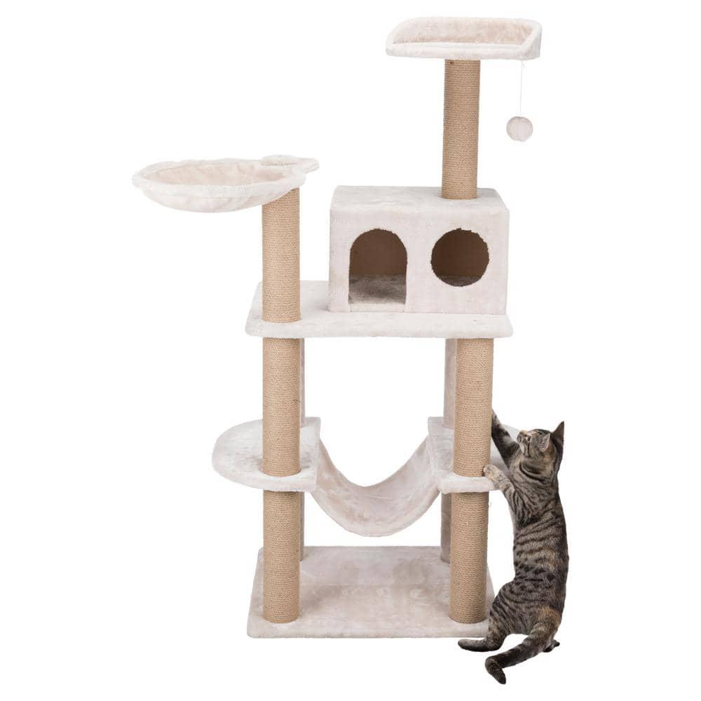 TRIXIE Federico 56" Cat Tower, 4-Level Cat Tree, Sisal Cat Scratching Posts, Plush Condo Platforms Hammock Cat Toy