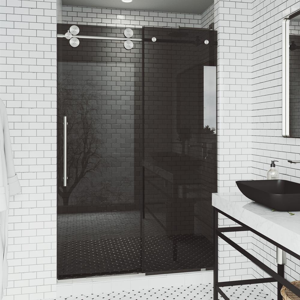 Elan 56-60" W x 74" H Sliding Frameless Shower Door with 3/8" Tinted Glass