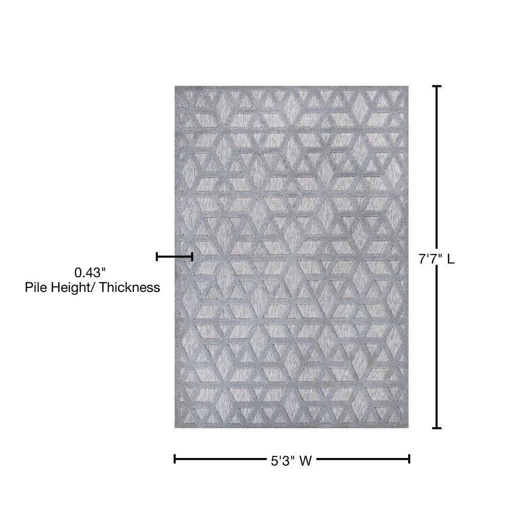 5'x8' Talaia Neutral Geometric Indoor/Outdoor Area Rug, Light Gray - JONATHAN Y